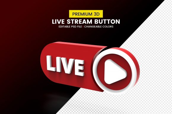 Download 3d Live Streaming Button Badge - Live streaming button Collection