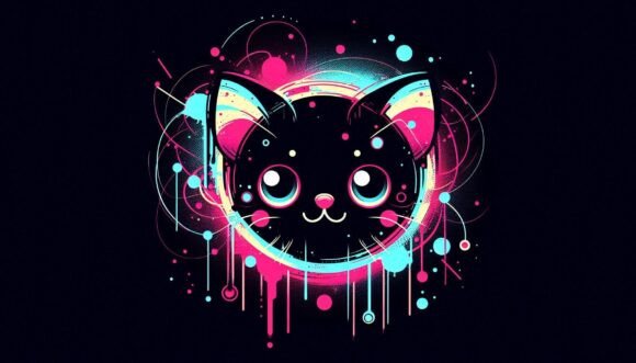 Download Abstract Kittywith Neon Splashes and Big - Abstract Collection