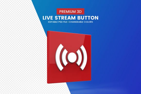 Download Modern 3d Live Streaming Button Icon - Live streaming button Collection