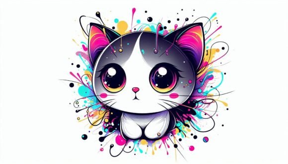 Download Abstract Kittywith Neon Splashes and Big - Abstract Collection