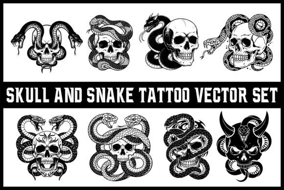 Download Skull and Snake Tattoo Vector Set - Vector Collection