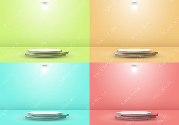 Download Set of 3D Stage Podium Circle Light Lamp - Light lamp Collection