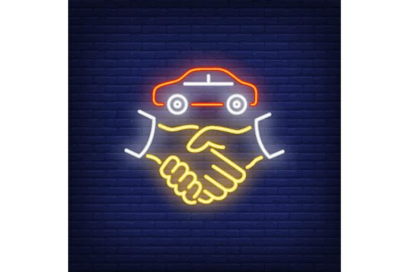Download Car Deal Neon Sign. Glowing Hands with C - Premium Resources